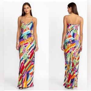 Johnny Was SUMMER STRIPE SLIP DRESS, size XS